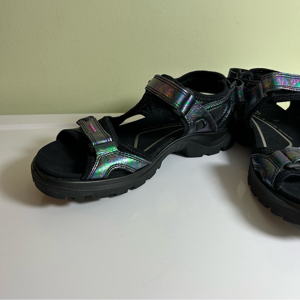 ecco Yucatán Sandals Women’s EU 40 US 9/9.5 Black Multi Iridescent Sport Hiking - Picture 7 of 11